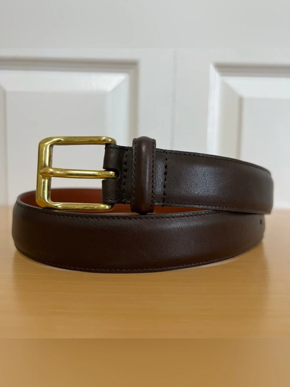 Vtg Coach 5950 Men's Dark Brown Leather Belt with Brass Buckle Size 32